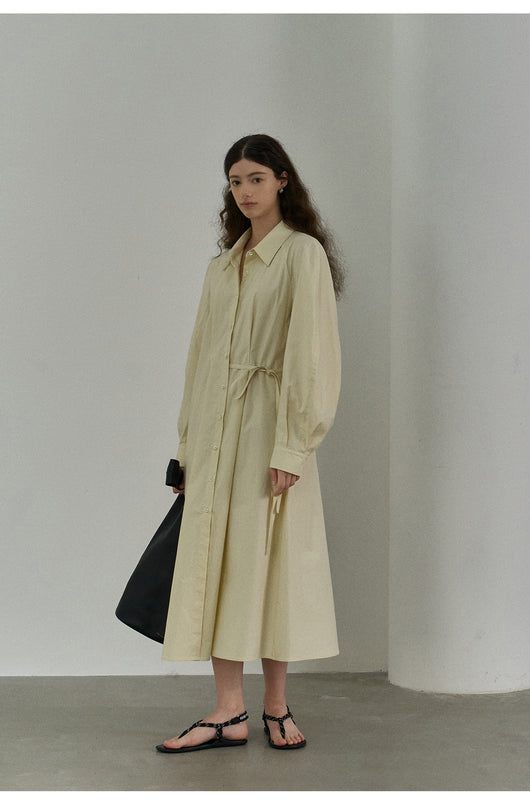 Vestido Camisero de Algodón con Mangas Curvas y Cintura Ajustada - Image 19
