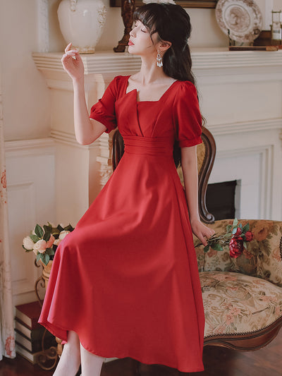 Vestido Rojo Francés de Verano para Mujer - Versátil y Sofisticado - Image 8