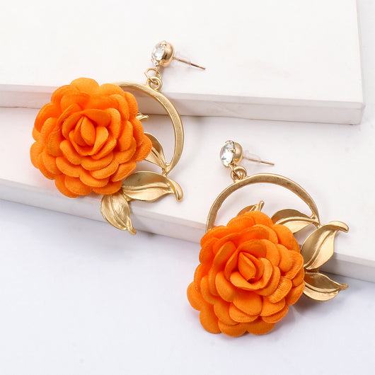 Aretes Colgantes de Tela Floral - Image 22
