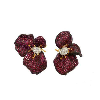 Aretes de Plata Esterlina Rosa Simple con Baño de Oro Negro - Image 9