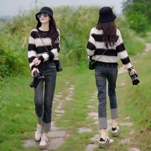 Blusa Coreana Casual con Detalles Calados y Empalmes - Image 11
