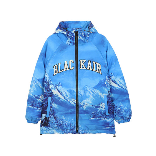 Chaqueta de Algodón Grueso con Letras Bordadas Estampado Montaña Nevada - Image 7