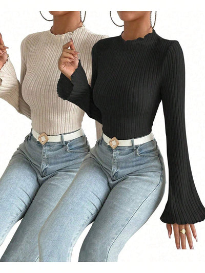Blusa Manga Larga Cuello Redondo Rayas Texturizadas Ajuste Slim - Image 9