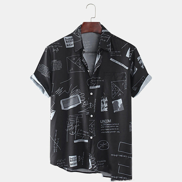 Camisa Cardigan Hawaiana de Algodón y Lino para Hombre