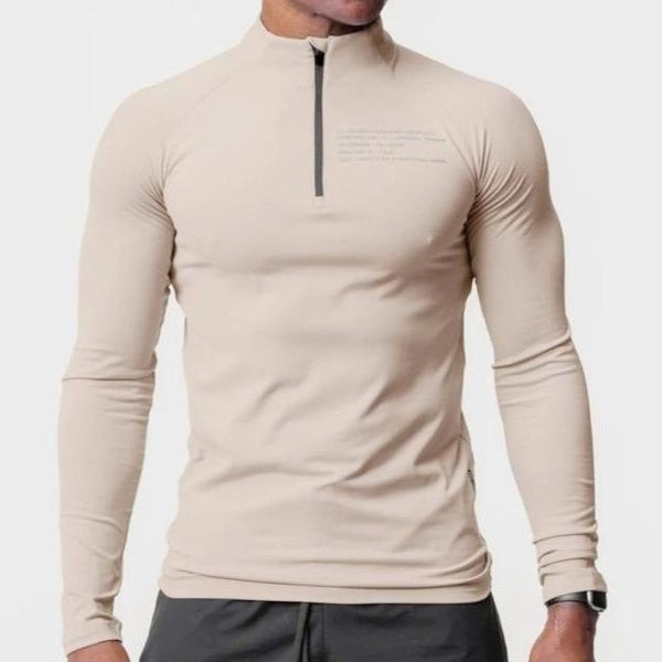 Playera Entrenamiento Cuello Alto Cierre Medio Ajuste Slim Manga Larga Hombre