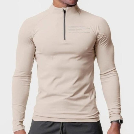 Playera Entrenamiento Cuello Alto Cierre Medio Ajuste Slim Manga Larga Hombre