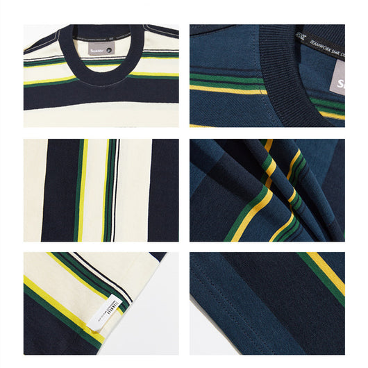 Camiseta Hombre Rayas Cuello Redondo Corte Relajado Estilo Retro - Image 12
