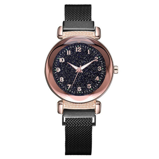 Reloj Digital Luminoso para Dama con Malla Milanesa y Diseño Diamond Starry Sky - Image 6