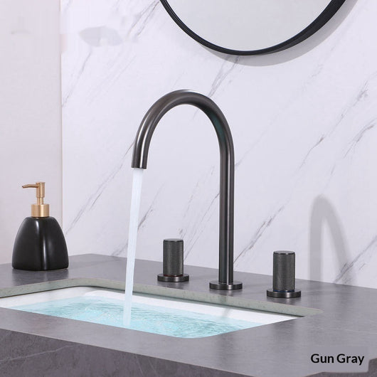 Juego de Grifo Tres Orificios en Cobre Gunmetal para Agua Caliente y Fría - Image 3