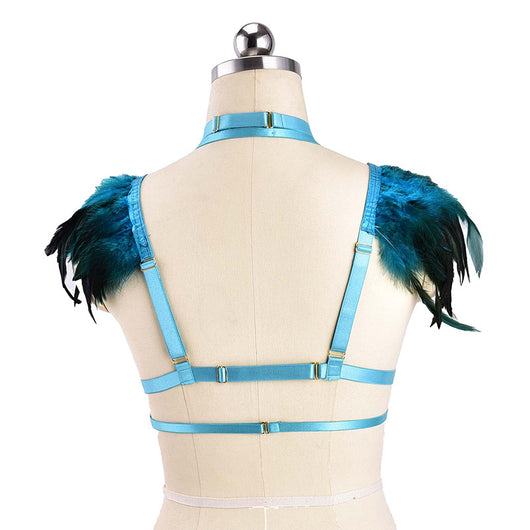 Sostén Harness Gótico Punk con Plumas para Eventos y Prom - Image 4
