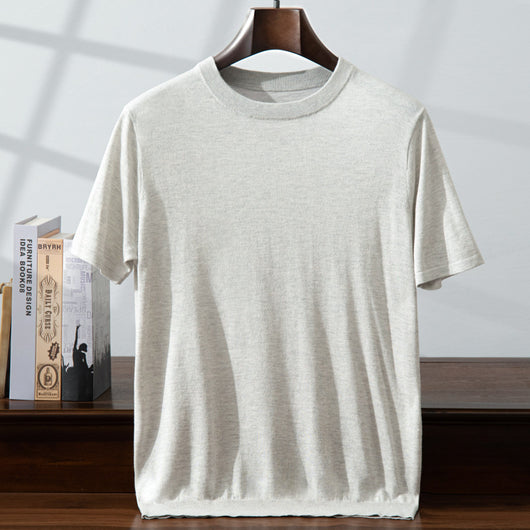 Camiseta Manga Corta Hombre Seda de Mora y Cachemira Suave Verano - Image 7