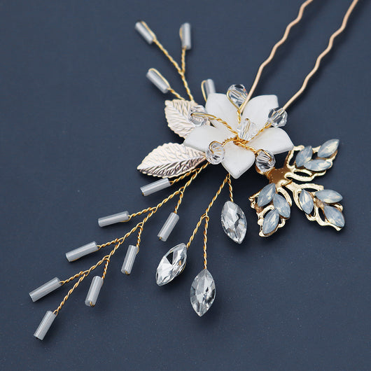 Peine de Novia con Flores y Cristales Brillantes - Accesorio Artesanal para el Cabello - Image 5