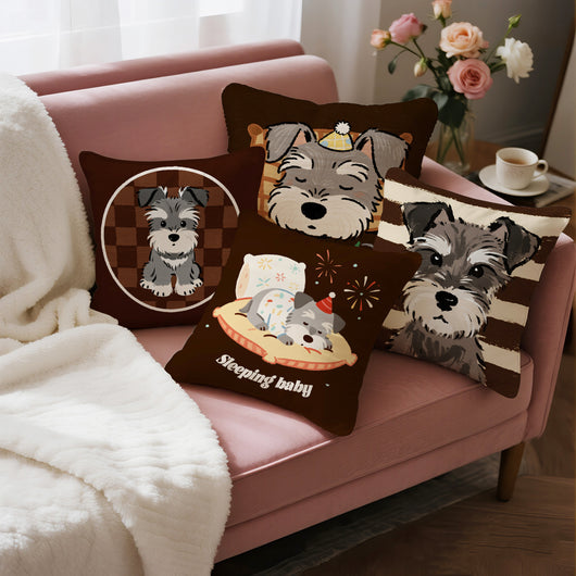 Funda de Almohada Schnauzer Adorable - Diseño Cartoon Perro - Image 3