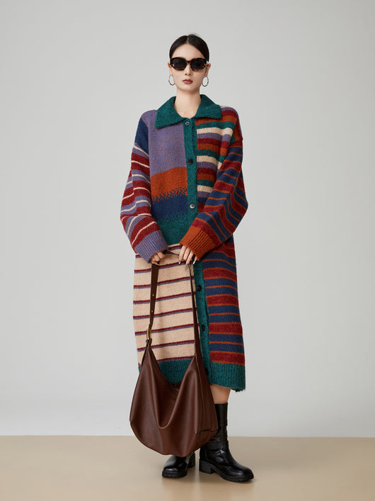 Suéter Abrigo Retro con Rayas de Colores para Mujer - Image 5