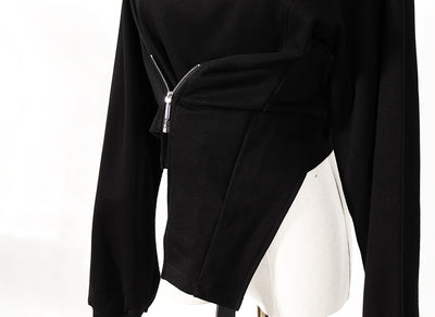 Sudadera Cuello Alto con Cierre Diagonal y Dobladillo Irregular - Image 12