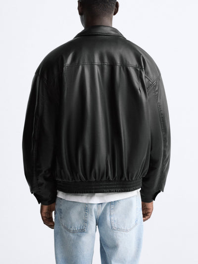 Chaqueta de Cuero Sintético con Solapas y Algodón para Hombre - Image 3
