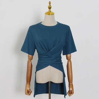 Blusa Casual de Cuello Redondo con Tirantes Irregulares - Image 17