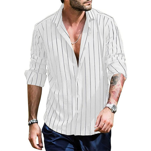 Cardigan Rayado para Hombre con Solapa y Manga Larga - Image 4