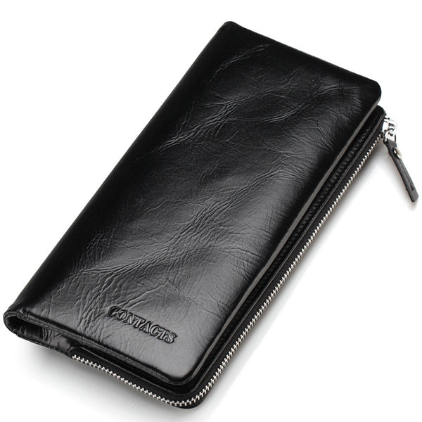 Billetera Hombre Cuero Genuino Oil Wax - Estilo Premium