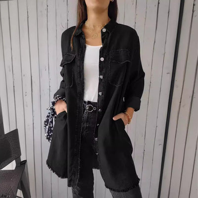 Camisa Chaqueta Casual de Tela Tipo Denim - Image 14