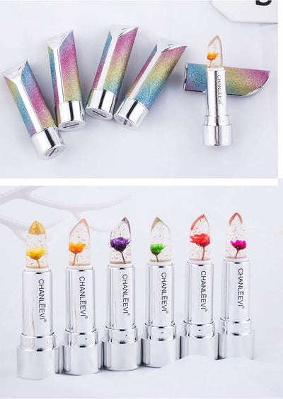 Labial Cristal Cambio de Temperatura con Hoja de Oro Floral - Image 10