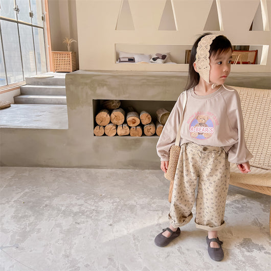 Pantalones Harem de Algodón Lavado Otoñal para Niñas
