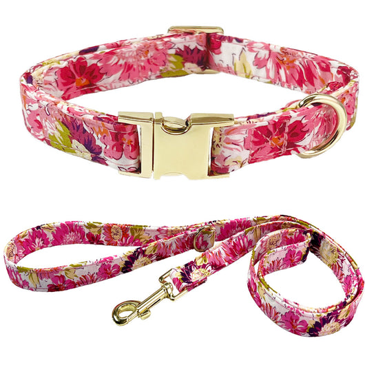 Collar Correa para Perro Mediano y Grande con Letras Personalizadas y Diseño Floral Metálico - Image 10