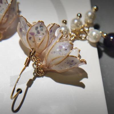 Aretes de Plata Esterlina con Flor Linglan y Resina - Diseño Elegante - Image 8