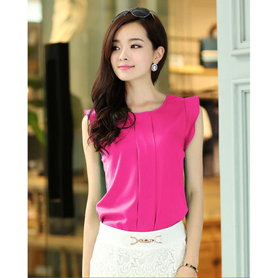 Blusa Chifón Cuello Redondo con Mangas Volantes - Image 7