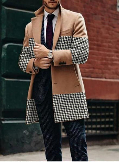 Abrigo de Lana para Hombre con Patchwork Estampado y Contraste - Image 4