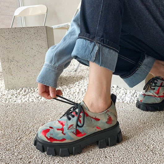 Zapatos Casuales Tipo Plataforma con Cuña y Punta Redonda en Camuflaje - Image 11