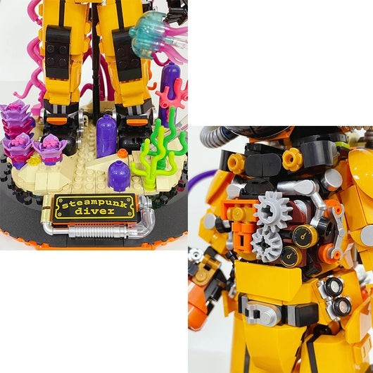 Modelo de Bloques de Construcción Steampunk Buzo - Juguete Armable con Almacenamiento - Image 9