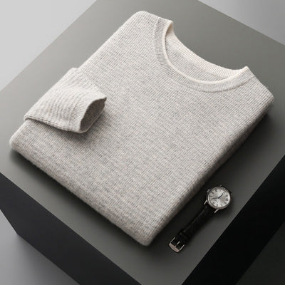 Suéter Tejido Falso Dos Piezas con Cuello Redondo Estilo Waffle - Image 6
