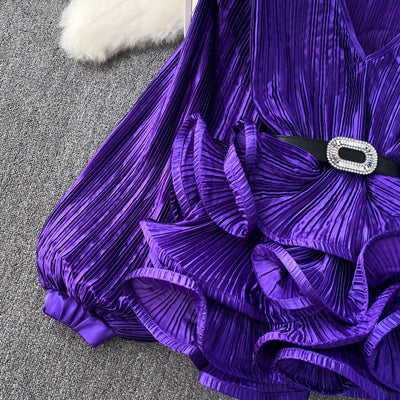 Blusa Suelta con Cuello V, Mangas Largas y Volantes en Bajo - Image 28