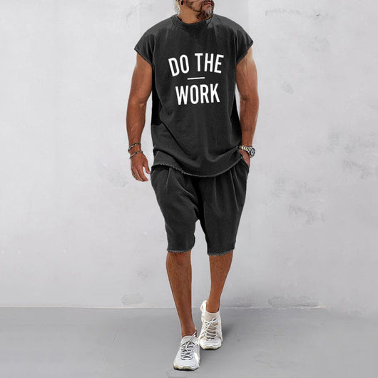 Conjunto Deportivo Hombre con Letras 3D - Cuello Redondo Estilo Europeo