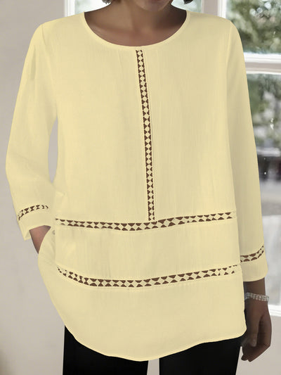 Blusa Semitransparente con Cuello Redondo y Detalles Calados - Image 22