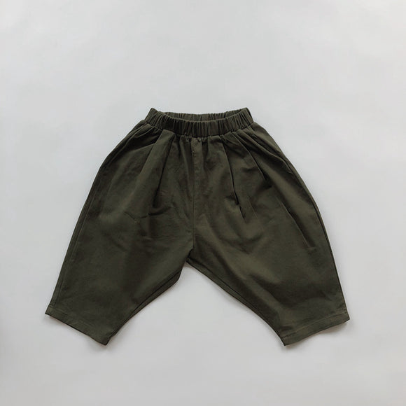 Pantalones Casuales Infantiles de Color Sólido con Cintura Elástica Estilo Literario