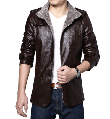 Chaqueta de Cuero Slim Grueso Estilo Coreano - Image 5