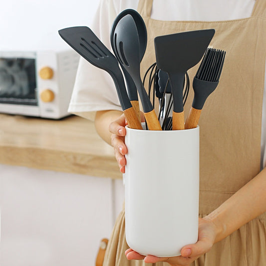 Contenedor de Cerámica para Espátulas y Cucharones de Cocina