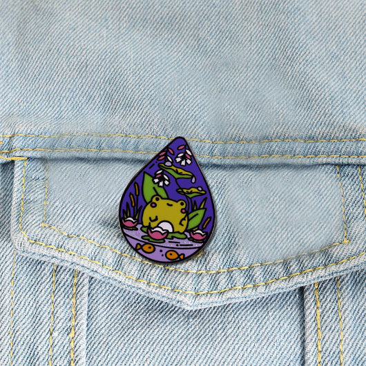 Broche Rana en Estanque - Contenedor de Cristal con Gota de Agua - Image 3