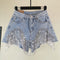 Short Jeans Cintura Alta Slim con Flecos y Abalorios Estilo Europeo