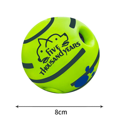 Yellow and green textured dog toy ball with food leakage holes, measuring 10cm in diameter. - Image 5