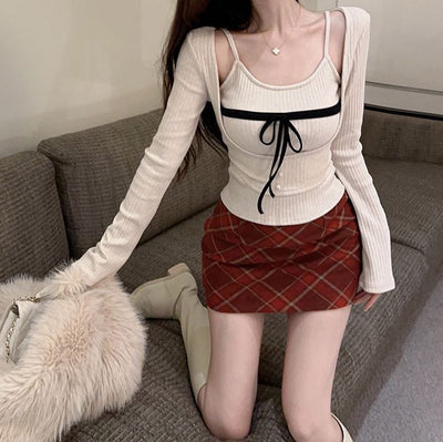 Blusa Larga con Tirantes Tipo Moño y Chaleco Base - Image 9