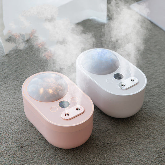 White USB star projector night light with a rotating dome, featuring a sleek design and a USB-C port. - Image 2