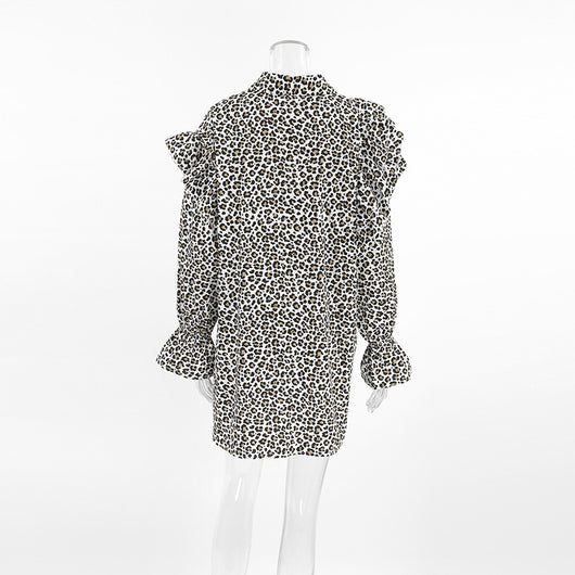 Blusa Leopardo con Volantes Manga Larga para Mujer - Image 15