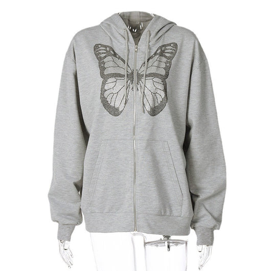 Sudadera Streetwear con Cierre de Mariposas y Cristales - Image 7