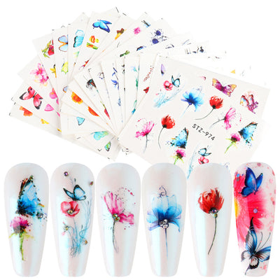 Pegatinas de Agua para Uñas con Diseños de Mariposas, Frutas y Flores Doradas - Image 8