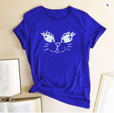 Playera Manga Corta Cuello Redondo Estampado Gato para Mujer - Image 4