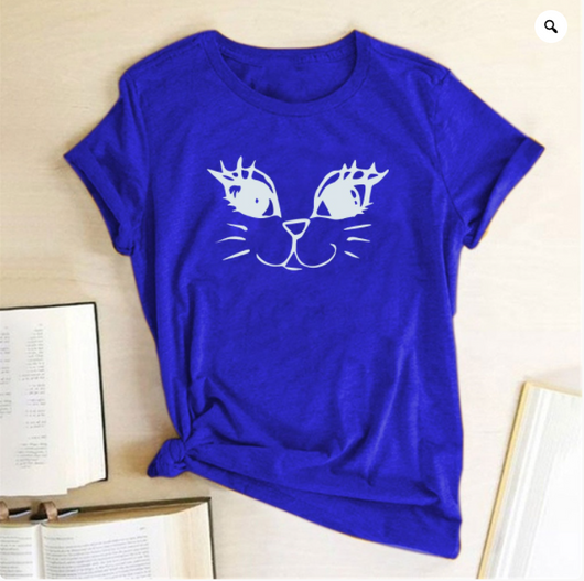 Playera Manga Corta Cuello Redondo Estampado Gato para Mujer - Image 4