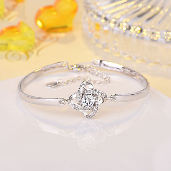 Pulsera de Plata Esterlina 925 con Trébol de Cuatro Hojas